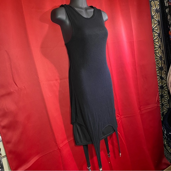 Disturbia Black Sleeveless Peekaboo Mesh Garter Accent Dress - Picture 5 of 6